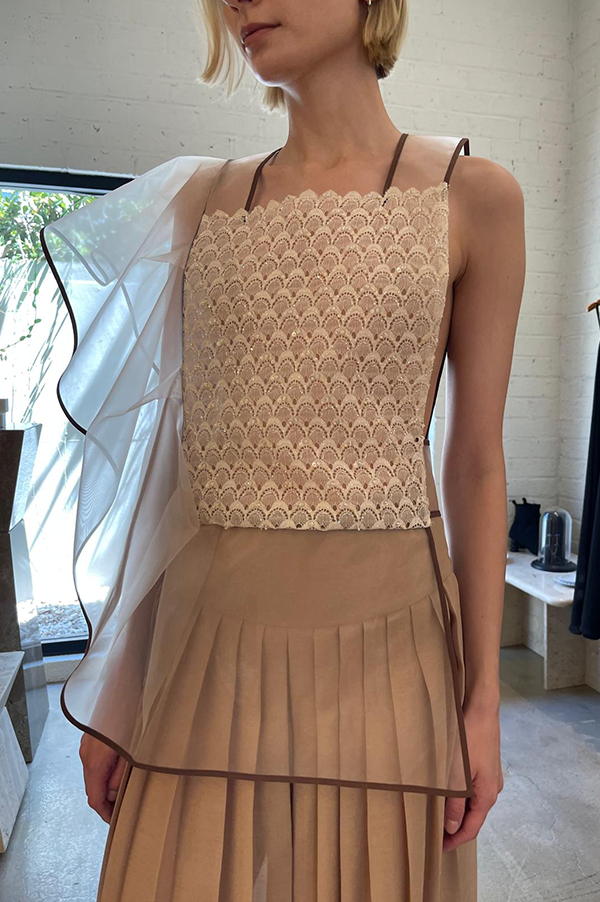 Beaded Mesh Top in Blush Supply