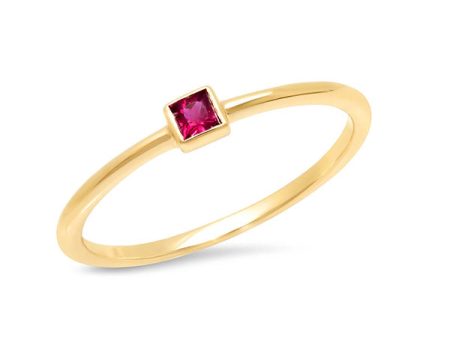 Ruby Princess Cut Pinky Ring For Sale