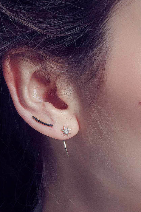 Single Shooting Star Earrings with Pave Diamonds (Pair) on Sale