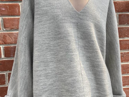 Double Knit V-Neck Sweater in Carrara Hot on Sale