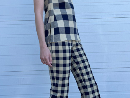 Kick Gingham Pant In Navy Light Khaki (Sold Out) on Sale