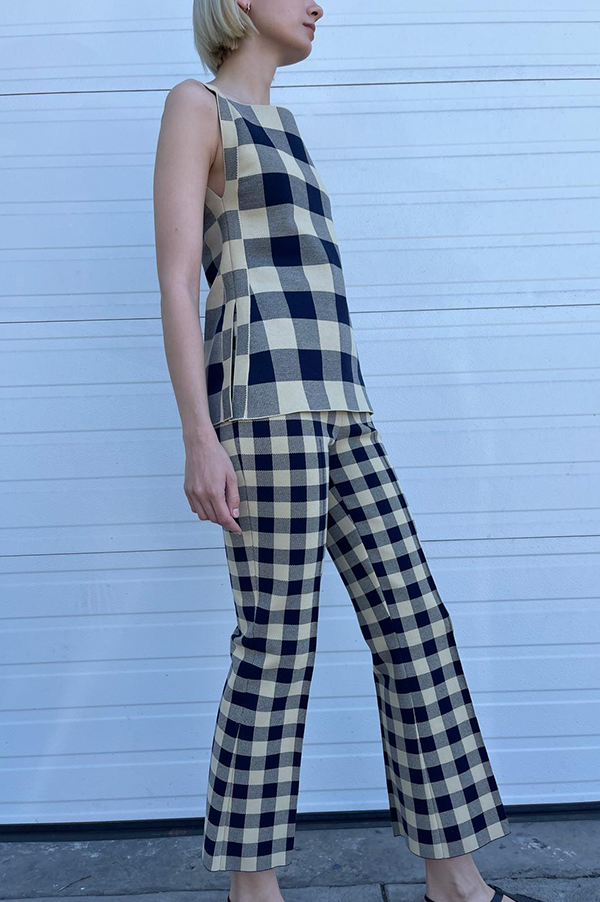 Kick Gingham Pant In Navy Light Khaki (Sold Out) on Sale