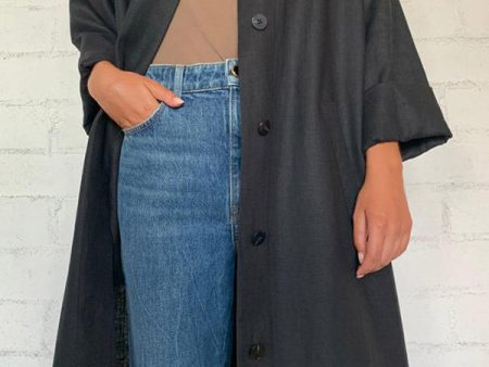 Black Slit Back Duster (Sold Out) on Sale