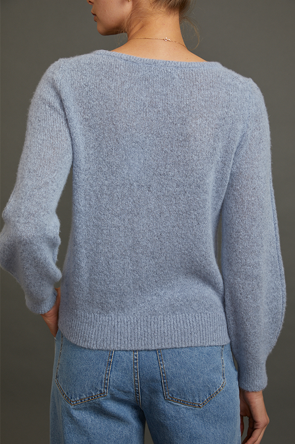 Cashmere Crewneck Sweater in Atlantic Blue For Discount