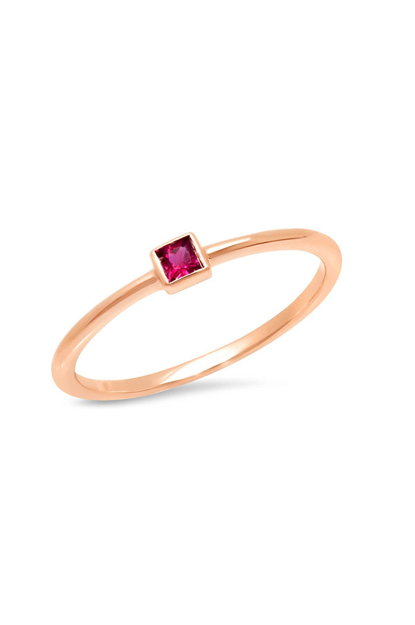 Ruby Princess Cut Pinky Ring For Sale