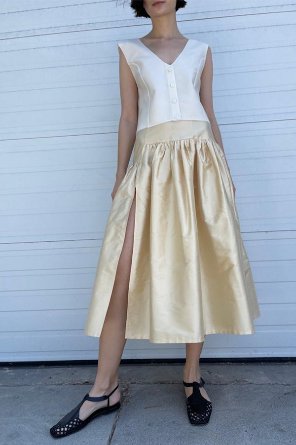 Silk Garden Skirt in Cream Online Hot Sale