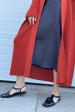 Long Linen Cardigan in Rust For Cheap