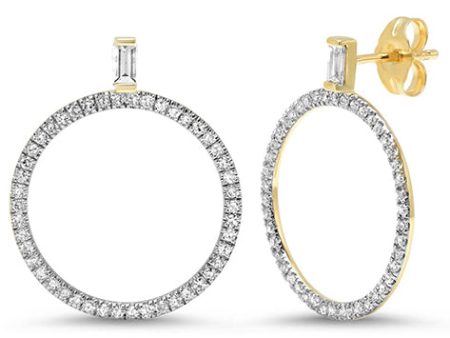 Diamond Baguette Loop Earrings Hot on Sale