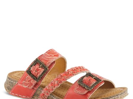 ASTRA SLIDE SANDALS L ARTISTE - RED LEATHER For Cheap