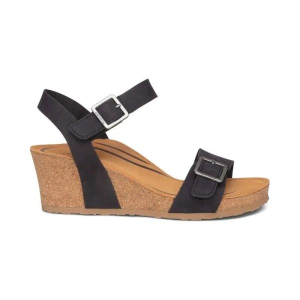 Lexa Quarter Strap Wedge - Black Online Hot Sale