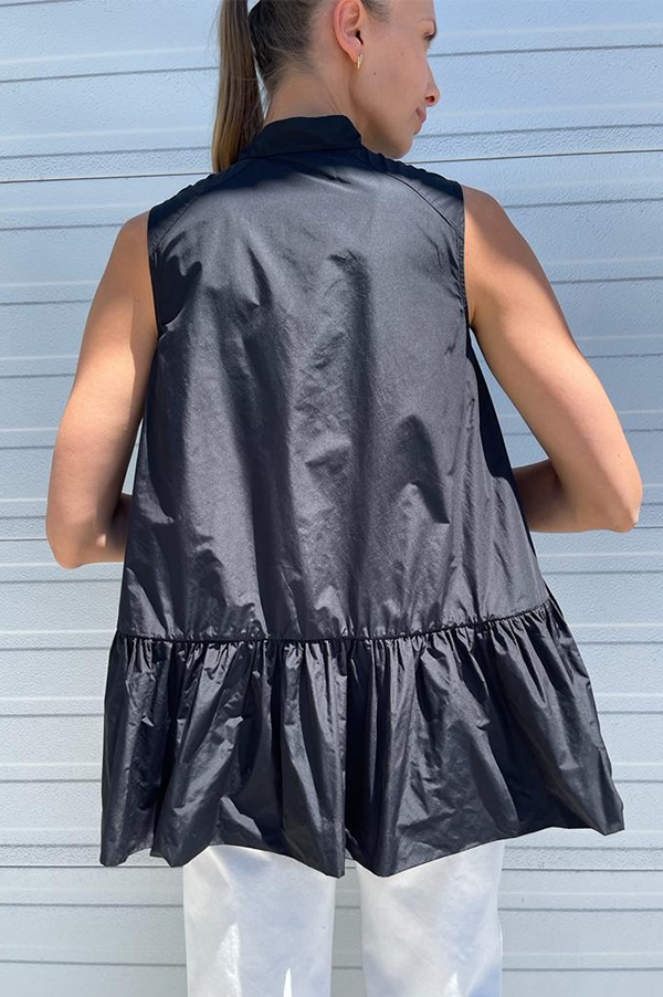 Taffeta Sleeveless Top in Black Hot on Sale