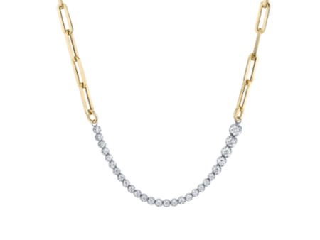 Ascending Diamonds Tennis Necklace on Rectangular Chain Discount