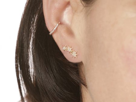 Triple Star Earrings with Pave Diamonds (Pair) For Discount