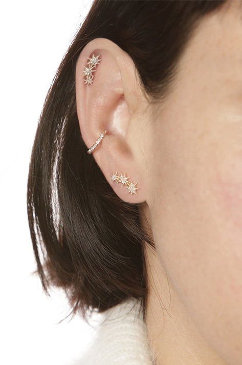 Triple Star Earrings with Pave Diamonds (Pair) For Discount