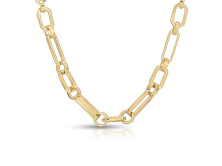 14K Gold Mixed Link Chain Necklace For Discount