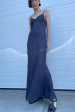 Floor-Length Bias Ankle Slip in Navy Sale