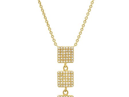 Triple Pave Diamond Square Necklace Online Sale