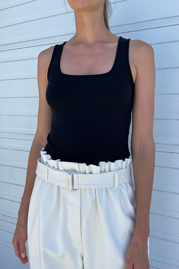 Black Vintage Ribbed Square Neck Tank (Sold Out) Online Sale