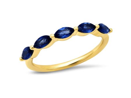 Blue Sapphire Marquise Half Eternity Band Fashion