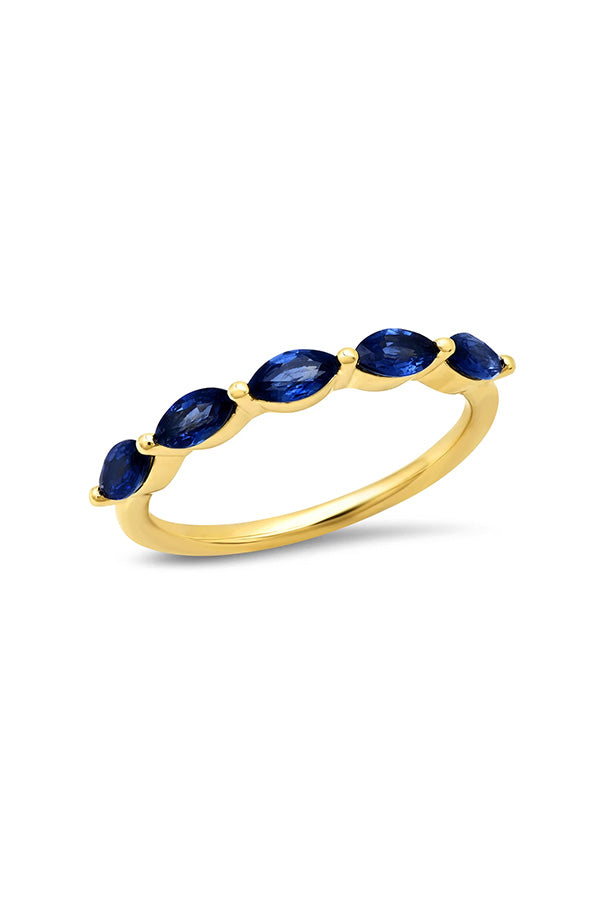 Blue Sapphire Marquise Half Eternity Band Fashion