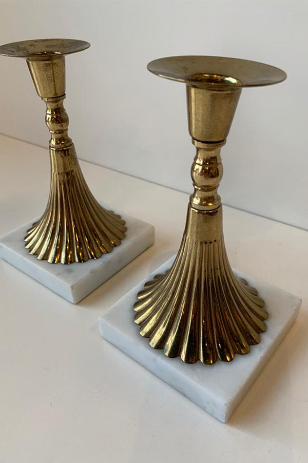 Mid Century Brass Torchiere Candleholders Discount