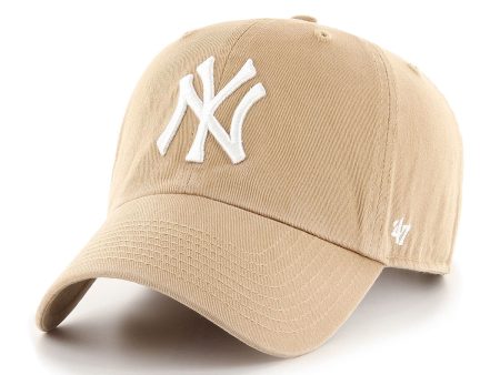 ’47 BRAND Yankees ’47 CLEAN UP khaki White logo【RGW17GWS】 Hot on Sale