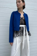 Cropped Open Front Jacket in Royal Hot on Sale