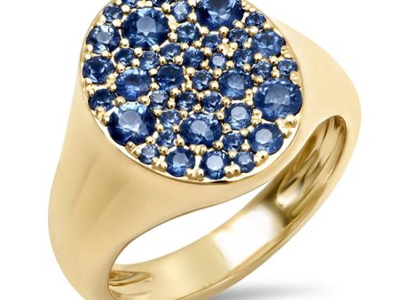 Blue Sapphire Signet Pinky Ring For Sale