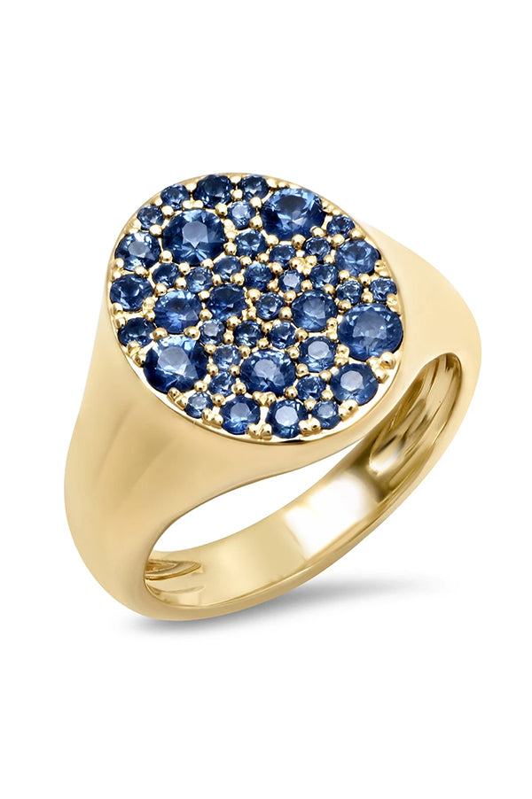 Blue Sapphire Signet Pinky Ring For Sale