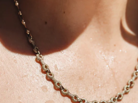 15 MM Double Beam Continuo Chain Necklace with Pavé Links Discount