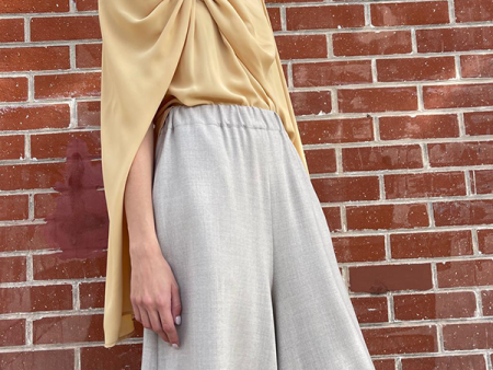 Flannel Gaucho Pants in  Oatmeal For Discount