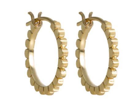 14K Yellow Gold Scalloped Hoop Earrings Discount