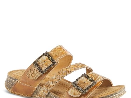 ASTRA SLIDE SANDALS L ARTISTE - TAN LEATHER Cheap