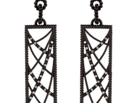 Black + Diamond Rectangular Web Earrings Fashion