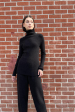 Rib Mockneck in Black Melange Supply