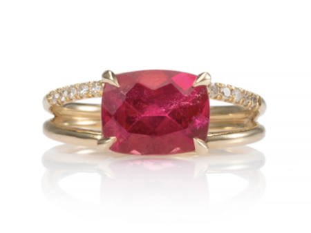 Delia Pink Tourmaline Split Shank Ring Fashion