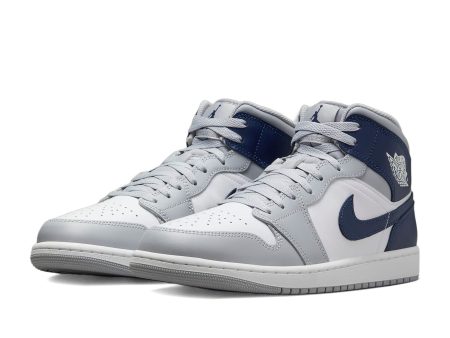 AIR JORDAN 1 MID エア ジョーダン 1 MID  WHITE MIDNIGHT NAVY-WOLF GREY  ホワイト×ウルフグレー×ミッドナイトネイビー【DQ8426-104】 Fashion