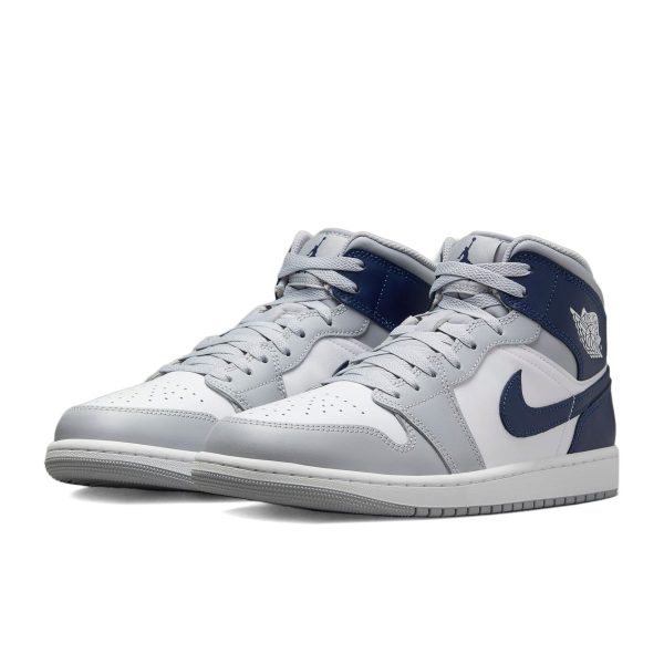 AIR JORDAN 1 MID エア ジョーダン 1 MID  WHITE MIDNIGHT NAVY-WOLF GREY  ホワイト×ウルフグレー×ミッドナイトネイビー【DQ8426-104】 Fashion