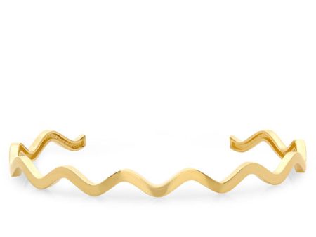 Polished Yellow Gold Wave Cuff Online Sale