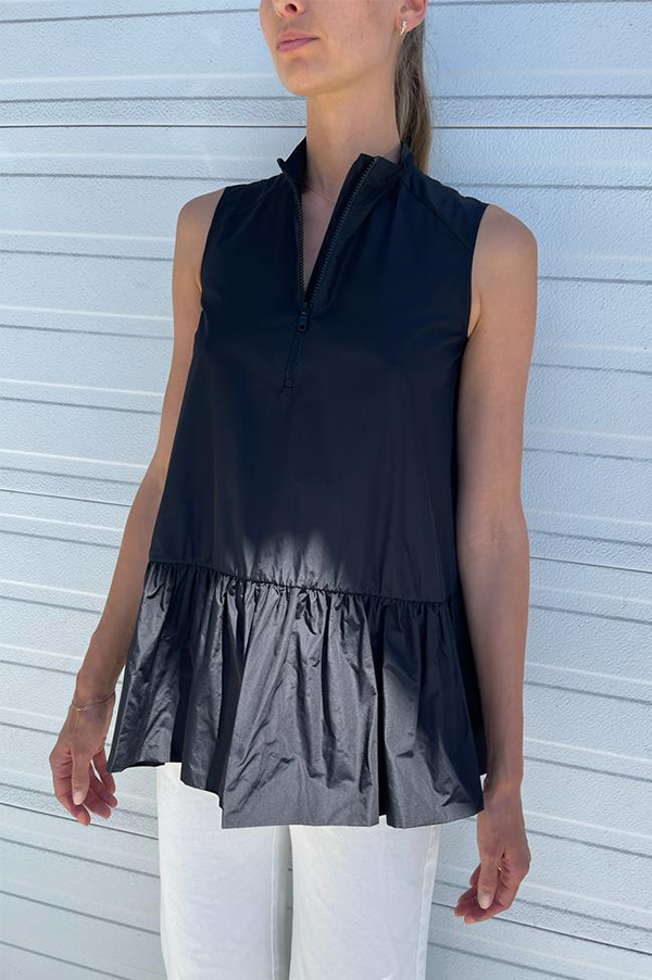 Taffeta Sleeveless Top in Black Hot on Sale