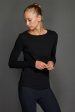 Black Long Sleeve Tee with Shirttail Online Sale