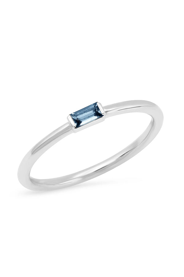 Blue Sapphire Baguette Solitaire Ring For Cheap