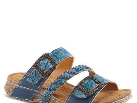 ASTRA SLIDE SANDALS L ARTISTE - BLUE LEATHER For Discount