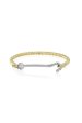 14K Yellow Gold Twist Bangle with Silver and Diamond Hook Online now