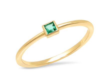 Emerald Princess Cut Pinky Ring For Sale