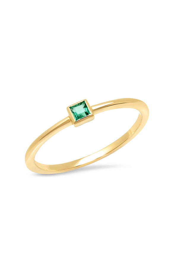 Emerald Princess Cut Pinky Ring For Sale