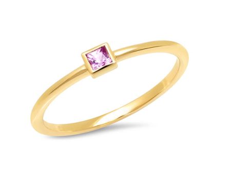 Pink Sapphire Princess Cut Pinky Ring Online