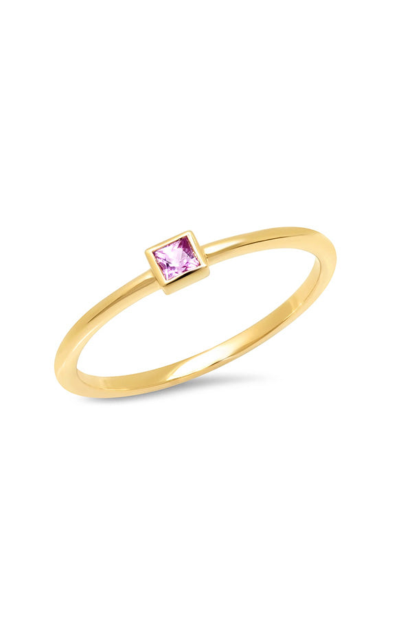 Pink Sapphire Princess Cut Pinky Ring Online