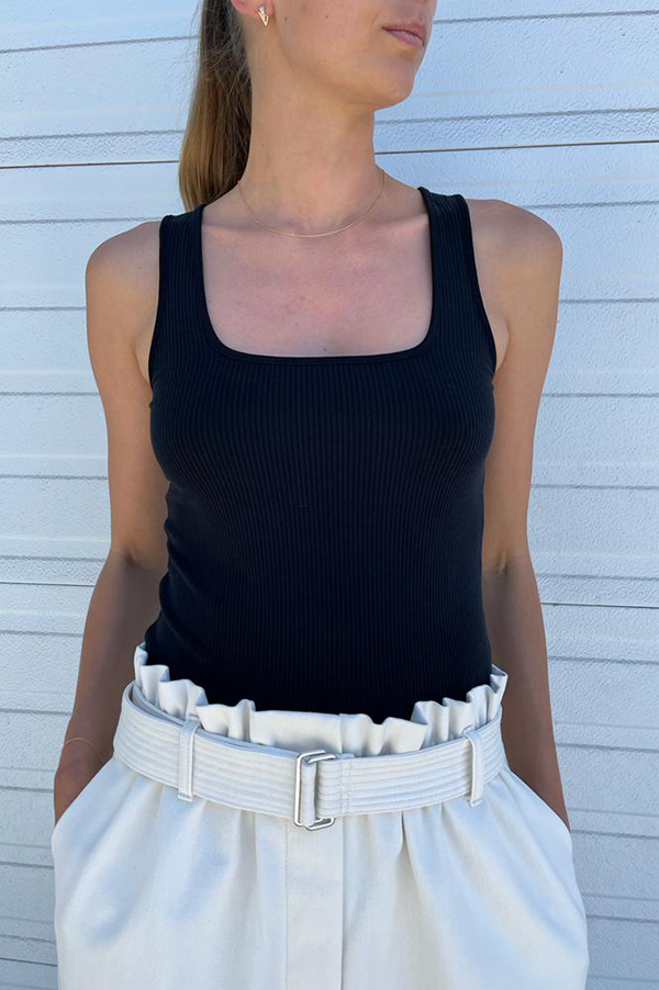 Black Vintage Ribbed Square Neck Tank (Sold Out) Online Sale