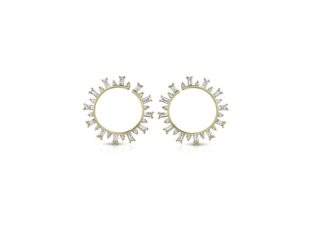 14K Yellow Gold Baguette Circle Earrings Hot on Sale